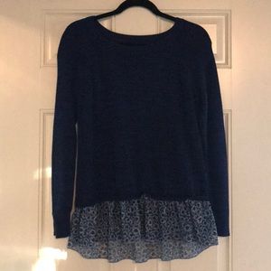 Royal/Navy Blue Sweater with Chiffon Layer